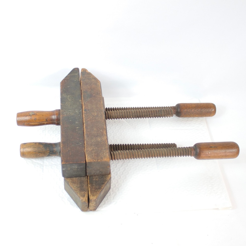 Antique Wood Woodworking Tools B&A Stamped Hand Screw Clamps Lot of 2